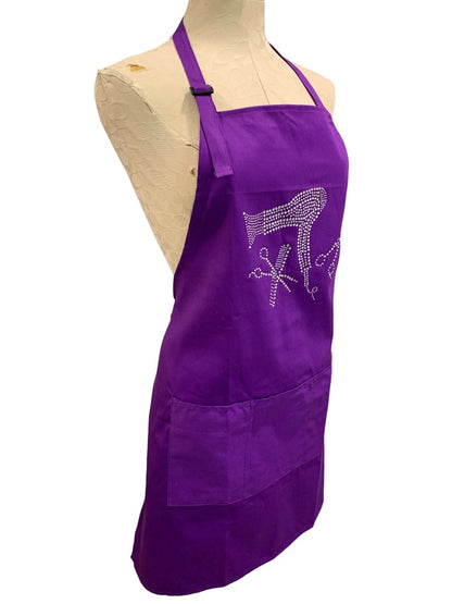 Plum Hill New Hair Stylist Apron Purple Rhinestone Tools Pocket