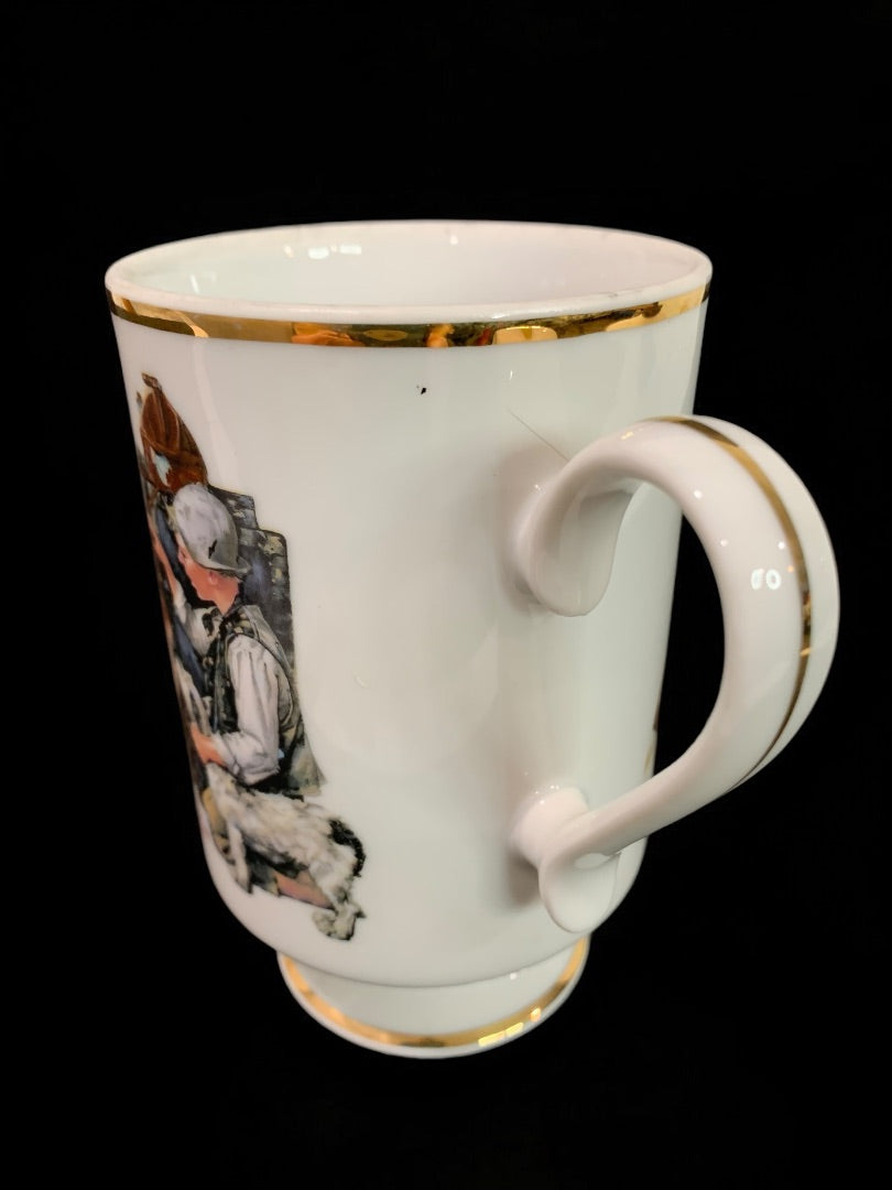 1981 Norman Rockwell Porcelain Pedestal Mug "Making Friends" The Danbury Mint
