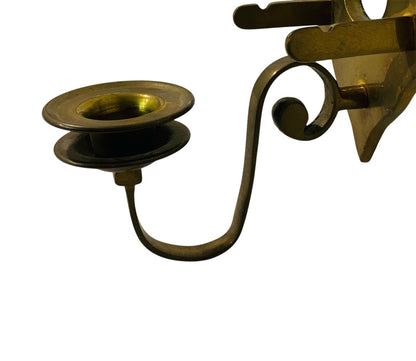 MidCentury Brass Wall Mounted Sconce Single Candle Holder Spearhead