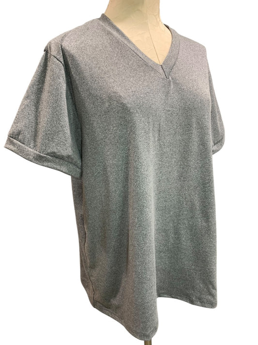 1XL New Womens Unbranded Gray Heathered Tshirt V-Neck Short Sleeve