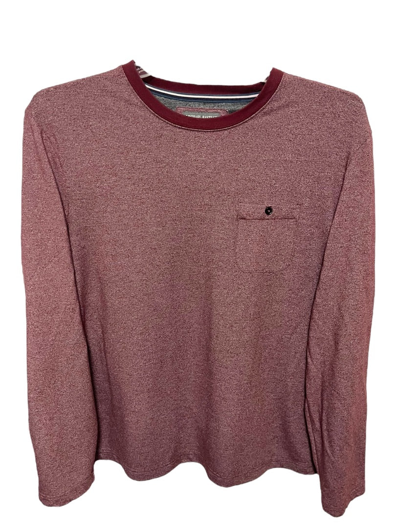 Large Michael Bastian Long Sleeve Pocket Mens Crew Neck Red Heather