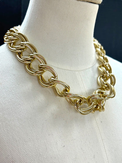 Goldtone Chunky Statement Chain Necklace 18-20 Inches Toggle Clasp