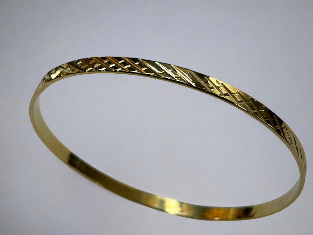 Goldtone Bangle Bracelet 2.6 Inch Inside Diameter Textured