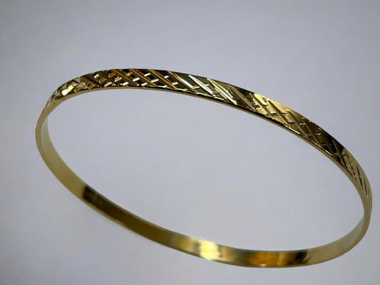 Goldtone Bangle Bracelet 2.6 Inch Inside Diameter Textured