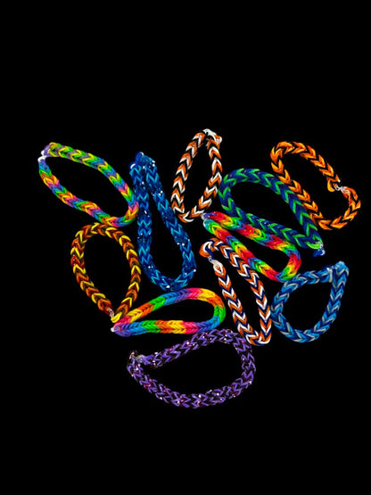 Set of 11 Rubberband Bracelets Rainbow Loom Assorted Sizes