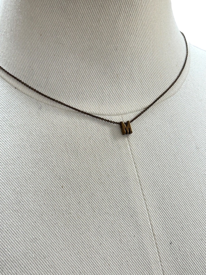 Delicate Copper Color 15 Inch Chain Necklace 2 Inch Extender "M" Pendant