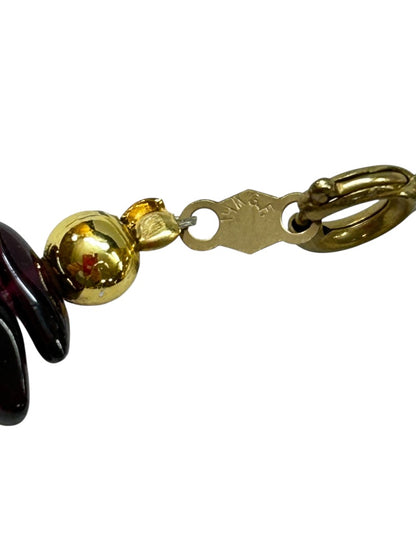Garnet Chip Bead 14k Gold Filled Spacers Bracelet 7.5 Inch Spring Closure
