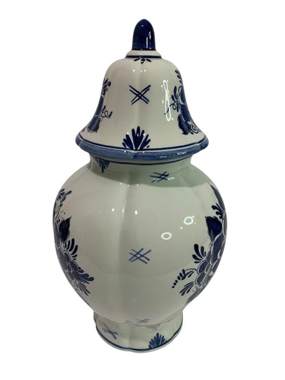 Blauw Delft by Distel Large Ginger Jar with Lid 11.5 Inches High Vintage