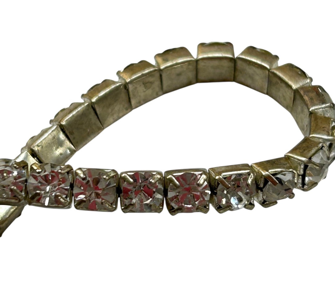 Goldtone Rhinestone Stretch Bracelet Costume Jewelry Stretchy