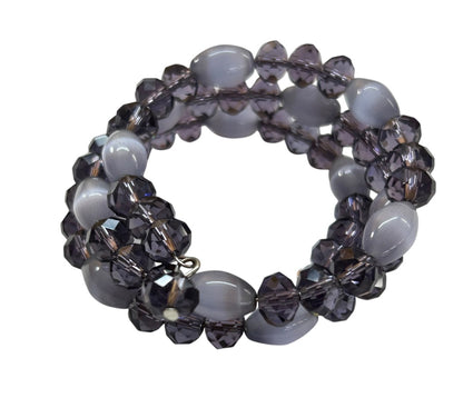 Adjustable Wire Wrap Bracelet Purple Lavender Beaded