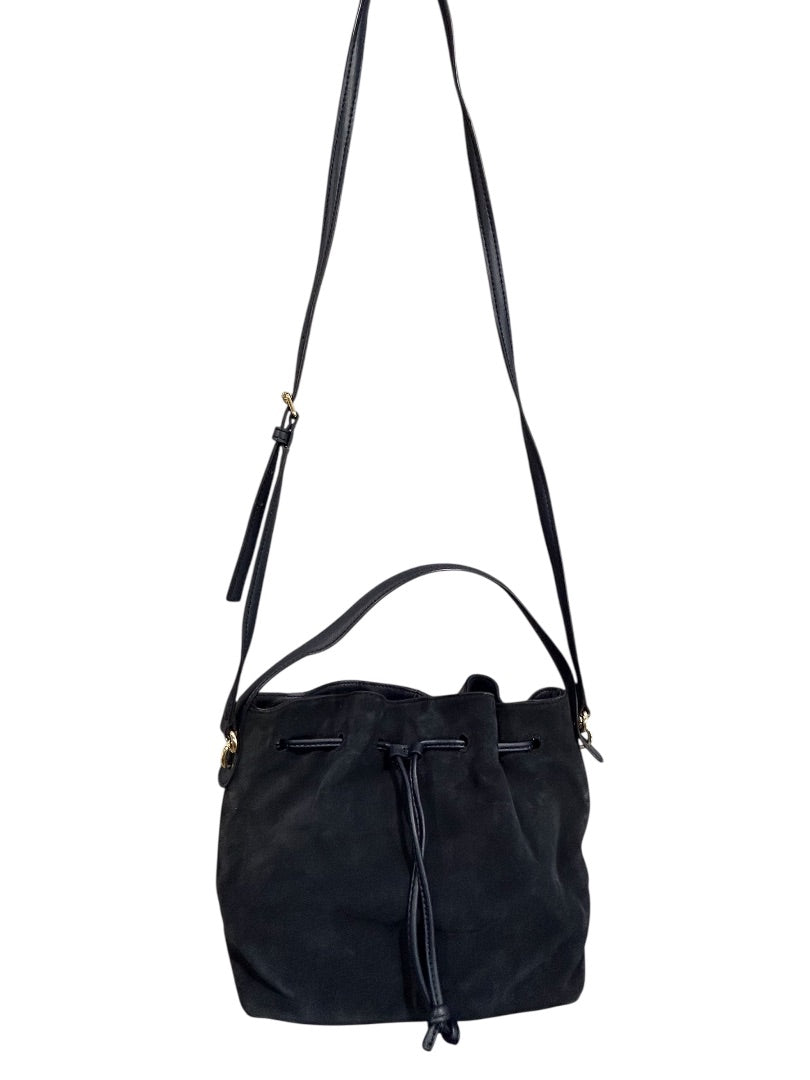 Talbots Blue Suede Drawstring Bucket Bag Purse Top Handle and Strap