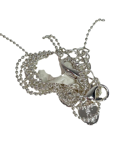 Claires New Set of 2 Crystal Necklaces Pink Gray