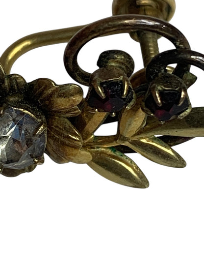 Vintage Screw Back Non-Pierced Earrings Gold Filled Leaf Flower Goldtone .9 Inch