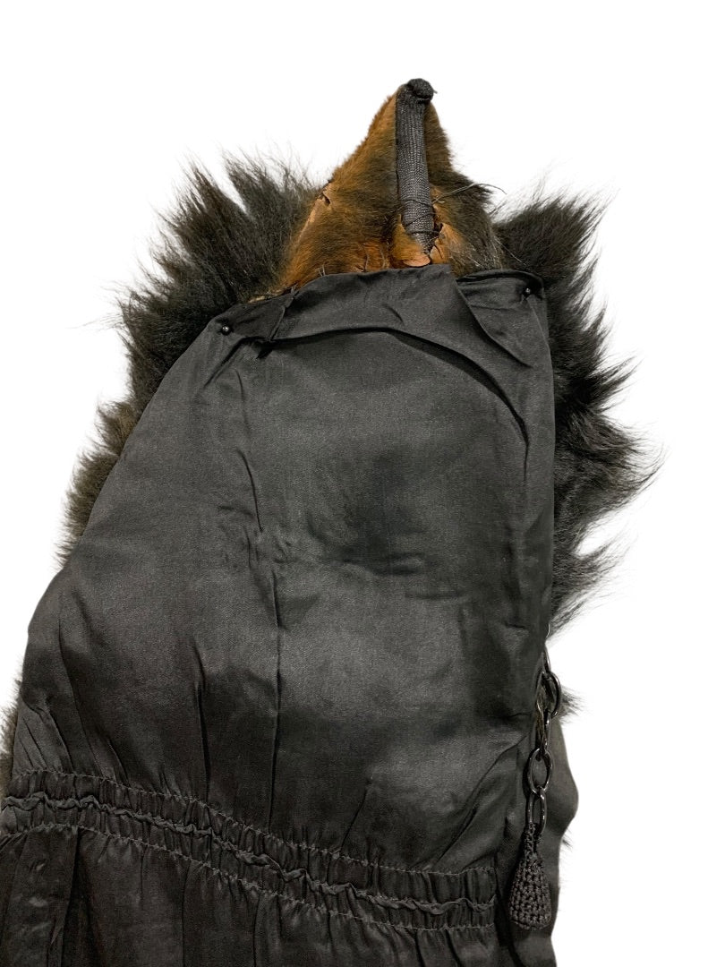 1950s Head to Tail Mink Stole Face Dark Brown Pocket Closure 48 Inch