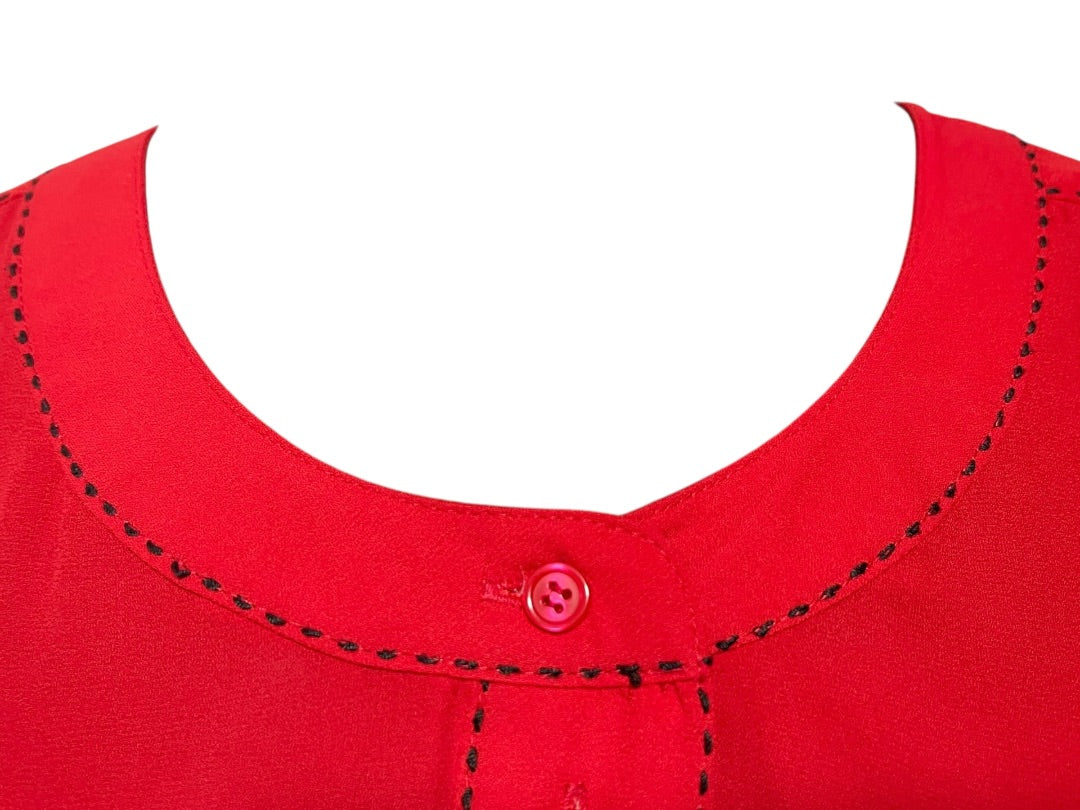 22/24 Lane Bryant Long Sleeve Blouse Shirt Red Contrast Stitch Womens