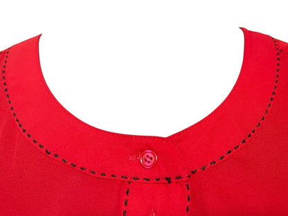 22/24 Lane Bryant Long Sleeve Blouse Shirt Red Contrast Stitch Womens