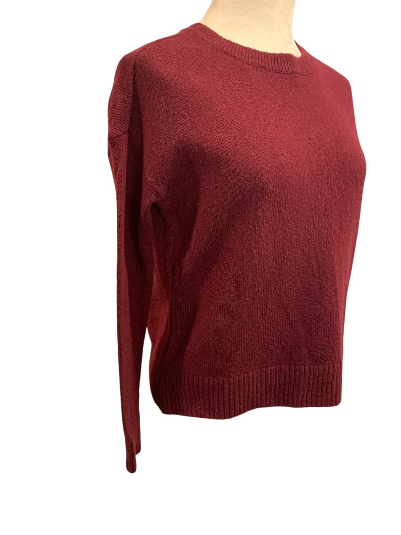 XS Loft Womens Burgundy Sweater Crewneck Wool Blend