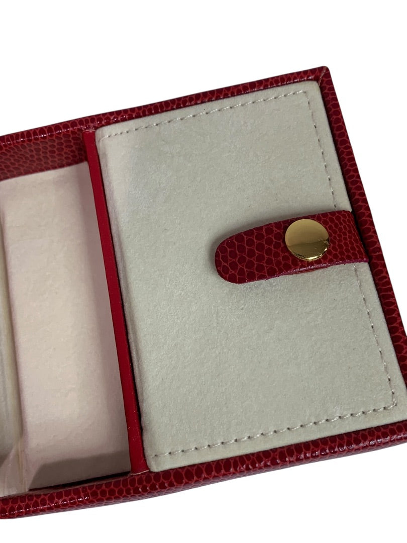Small Red Jewelry Travel Box Faux Snakeskin Embossed Hard Shell