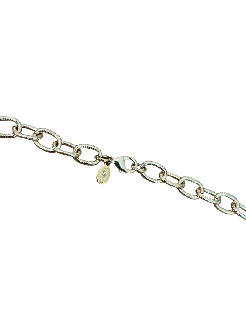 Express 2" Round Pendant Chain Chunky Necklace Goldtone Black 36 Inch