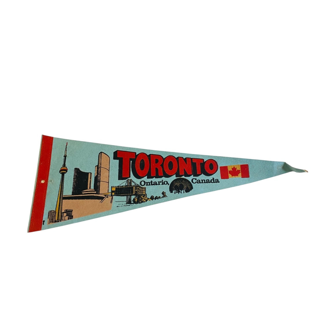 Vintage 18 Inch Toronto Ontario Canada Pennant Souvenir Felt Flag
