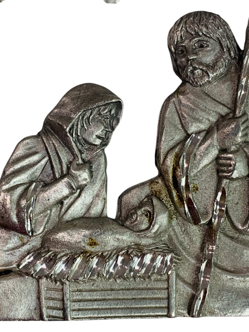 Spoontiques Pewter Nativity Ornament Crystal 3" #2376 Suncatcher