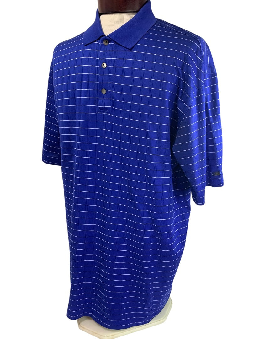 XL Nike Mens Tiger Woods Collection Blue Striped Golf Polo Shirt