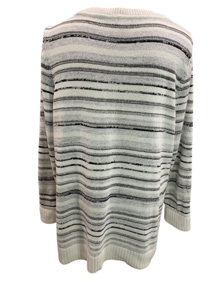 1X T by Talbots Womens Striped Gray Pullover Sweater Cotton Blend