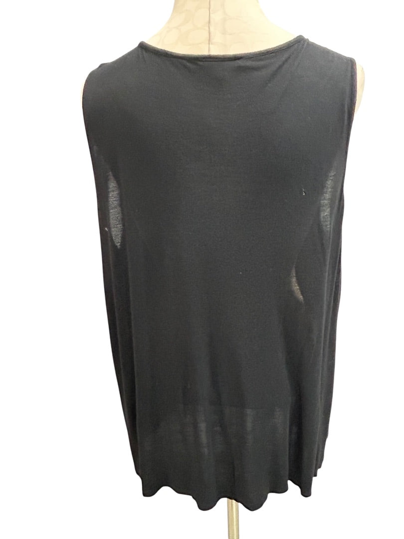 2X Cable & Gauge Woman Black Pullover Dressy Tank Shirt Sleeveless Ruffle