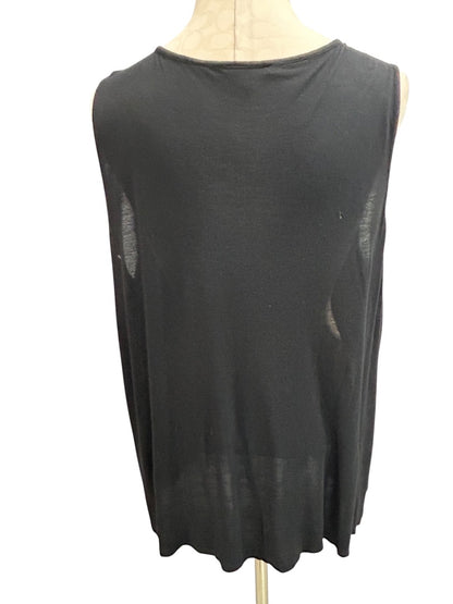 2X Cable & Gauge Woman Black Pullover Dressy Tank Shirt Sleeveless Ruffle