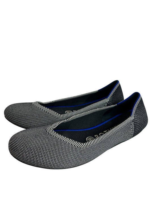 Size 8 Rothys Womens Birdseye Classic Ballet Flats Black White Shoes