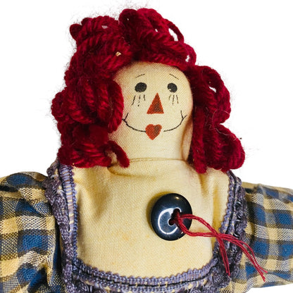 Vintage Handmade Raggedy Ann Rag Ornament Jean Denim 10 Inch