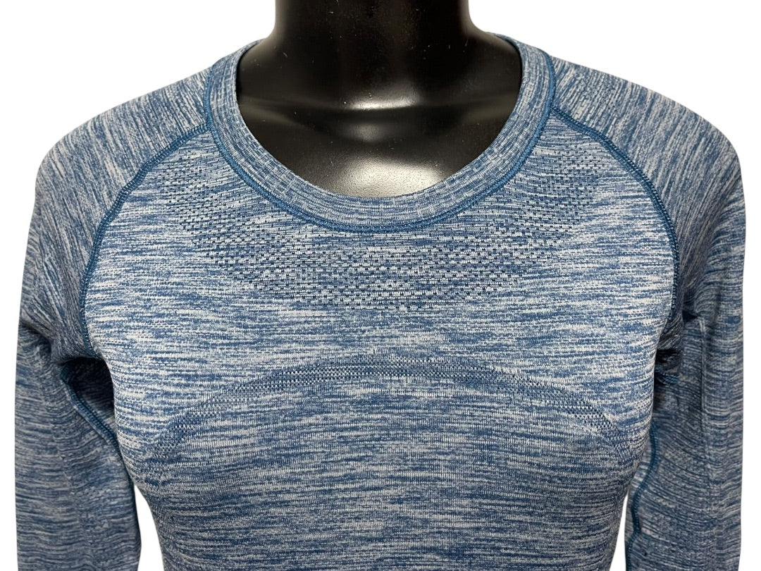 XS Lululemon Athletica Run Head Up Heart Out Womens Long Sleeve Top Blue