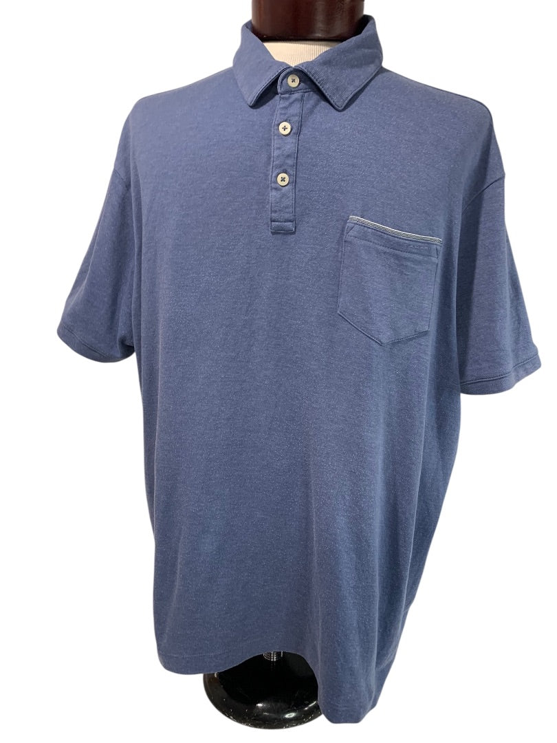 XXL Tahari Mens Blue Golf Polo Shirt Soft Single Pocket Short Sleeve