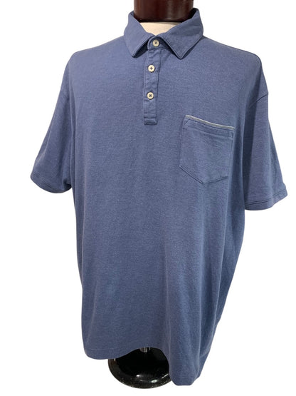 XXL Tahari Mens Blue Golf Polo Shirt Soft Single Pocket Short Sleeve