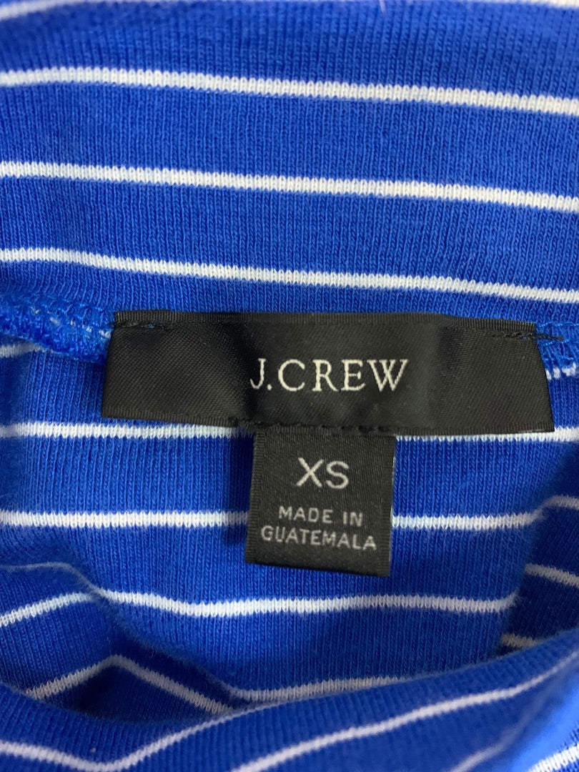 XS J.Crew Womens Blue Mockneck Striped Shirt Long Sleeve BS214