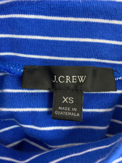 XS J.Crew Womens Blue Mockneck Striped Shirt Long Sleeve BS214