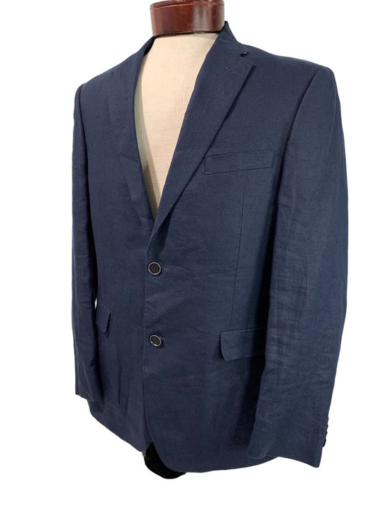 38R Tommy Hilfiger Mens Navy Blue Linen Sport Coat Jacket