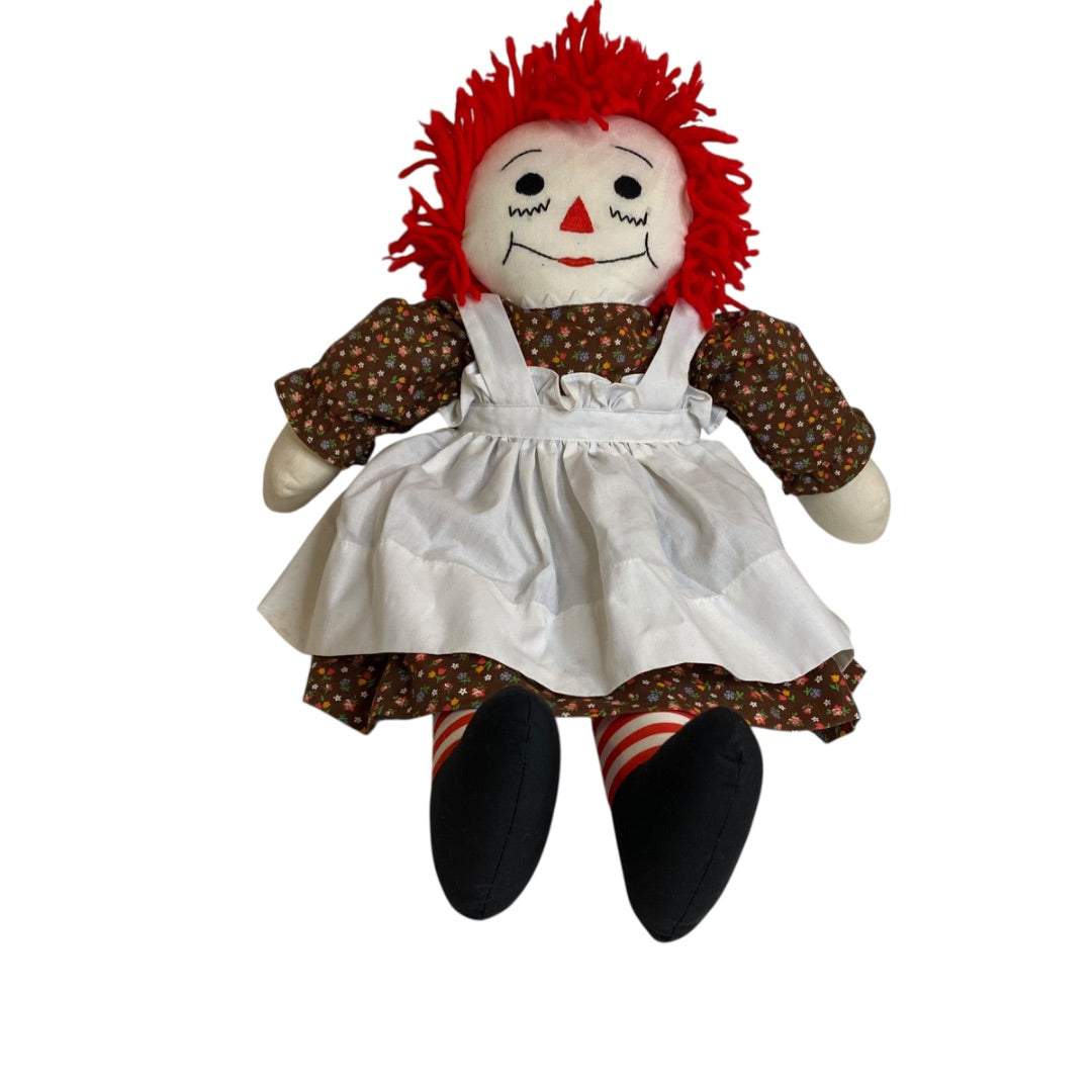 Vintage Raggedy Ann Rag Doll Handmade  18" Embroidered Face