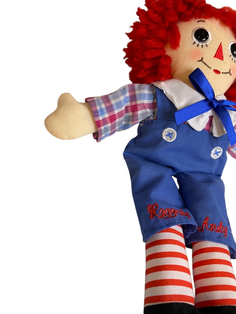 Vintage Raggedy Andy Rag Doll 12" Button Eyes Embroidered Face