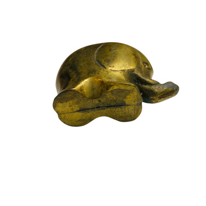 Vintage Small Brass Elephant Figurine Paperweight 2.5" x 1.75"h Lucky