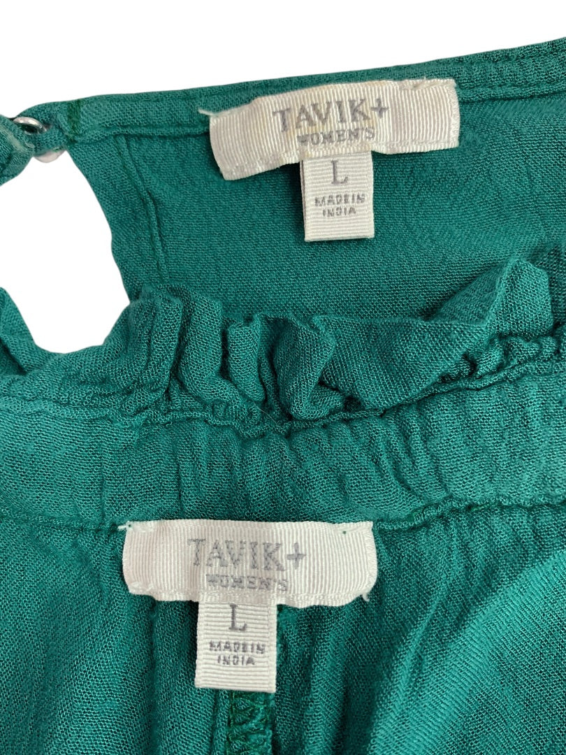 Large Tavik+ Womens Lounge Set Shorts Shirt Emerald Green