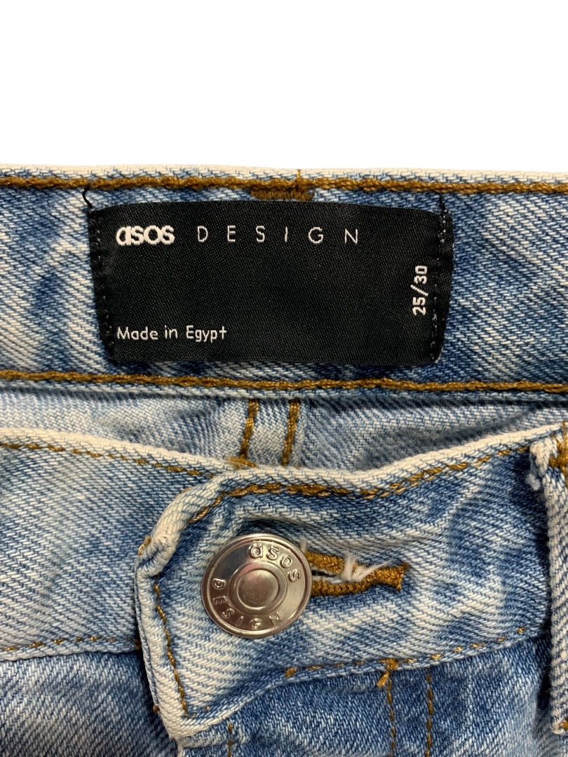 Size 25 Asos Buttonfly Womens Acid Wash Retro Jeans Denim Straight Leg