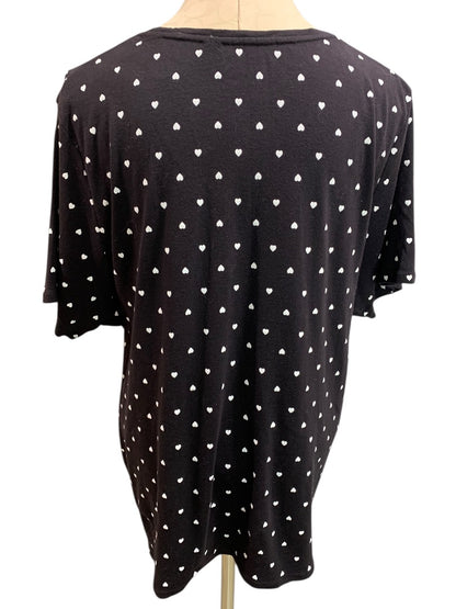 1X Croft & Barrow Womens The Classic Tee Tshirt Black Heart Print