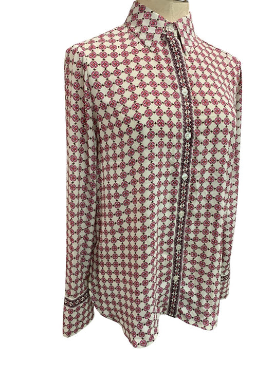 Small Max Studio Womens Button Up Print Blouse Shirt Long Sleeve