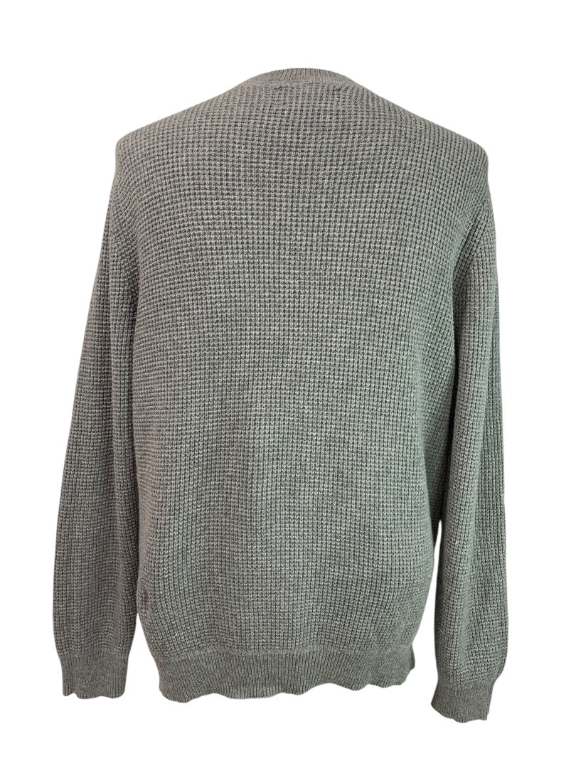 Large Lucky Brand Mens Waffle Knit Sweater Gray Crewneck