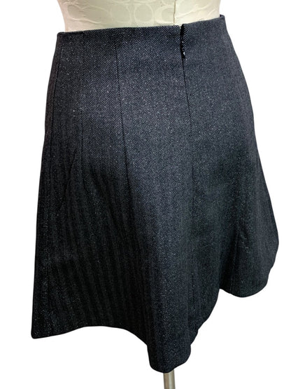 Size 2P Loft Petites Black Silver Herringbone A-Line Skirt