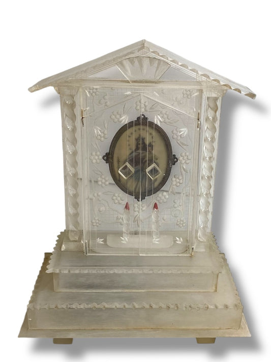 Vintage Acrylic Clear Music Box Jesus and Mary Music Box Not Working Shrine
