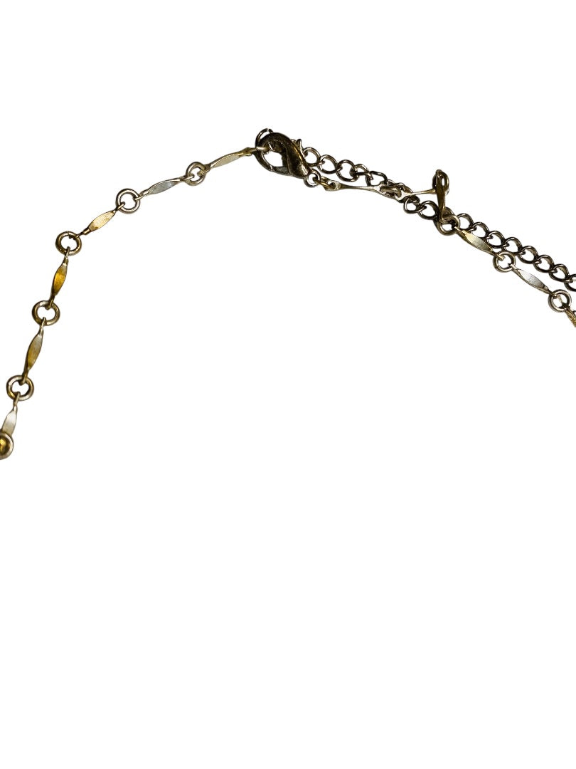 Silvertone Pink Beaded Necklace Spring Clasp 16-19"
