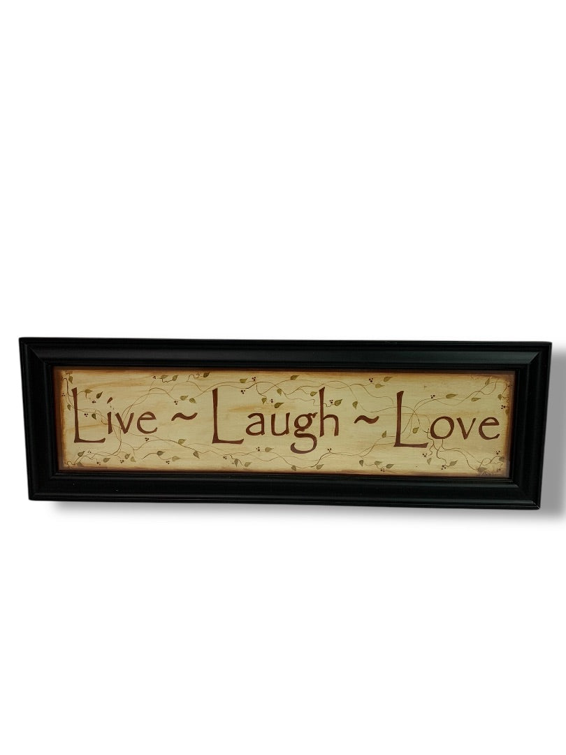 Kim Klassen "Live Laugh Love"  Framed Wall Art 22" x 7"
