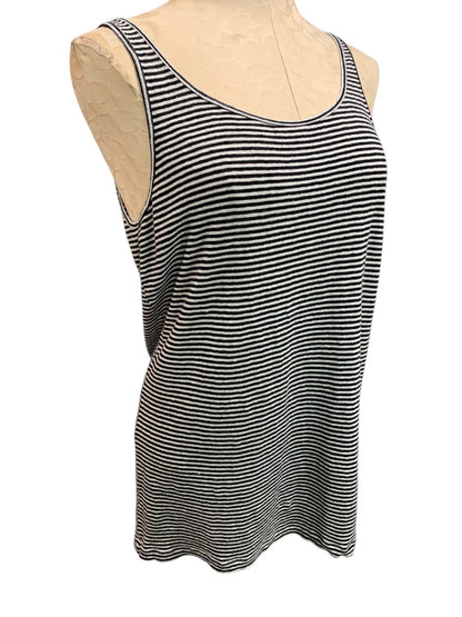 Large Eileen Fisher Womens Scoop Neck Tank Top Black White Stripe